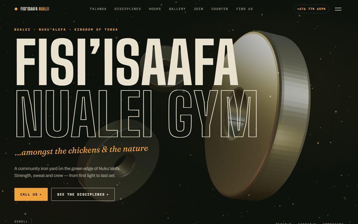 The Nualei Gym website home page on a laptop